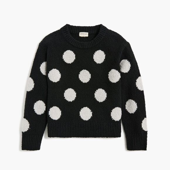 NEW w/ tags JCrew Factory Girls' black sweater with silver polka dots size 12-14 - Picture 5 of 5
